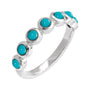 Sapphire Row Natural Cabochon Bezel Half Eternity Ring - Turquoise, 14K White Gold