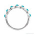 Sapphire Row Natural Cabochon Bezel Half Eternity Ring - Turquoise, 14K White Gold (view 2)