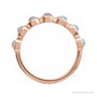 Sapphire Row Natural Cabochon Bezel Half Eternity Ring - White Opal, 14K Rose Gold (view 2)