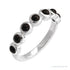 Sapphire Row Natural Cabochon Bezel Half Eternity Ring - Black Onyx, Platinum