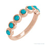 Sapphire Row Natural Cabochon Bezel Half Eternity Ring - Turquoise, 14K Rose Gold
