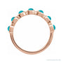 Sapphire Row Natural Cabochon Bezel Half Eternity Ring - Turquoise, 14K Rose Gold (view 2)
