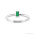 Sapphire Row Natural Gemstone Baguette Solitaire Ring - Emerald, Platinum (view 3)
