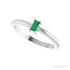 Sapphire Row Natural Gemstone Baguette Solitaire Ring - Emerald, Platinum (view 5)