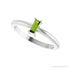 Sapphire Row Natural Gemstone Baguette Solitaire Ring - Peridot, Platinum (view 5)