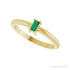 Sapphire Row Natural Gemstone Baguette Solitaire Ring - Emerald, 14K Yellow Gold (view 5)