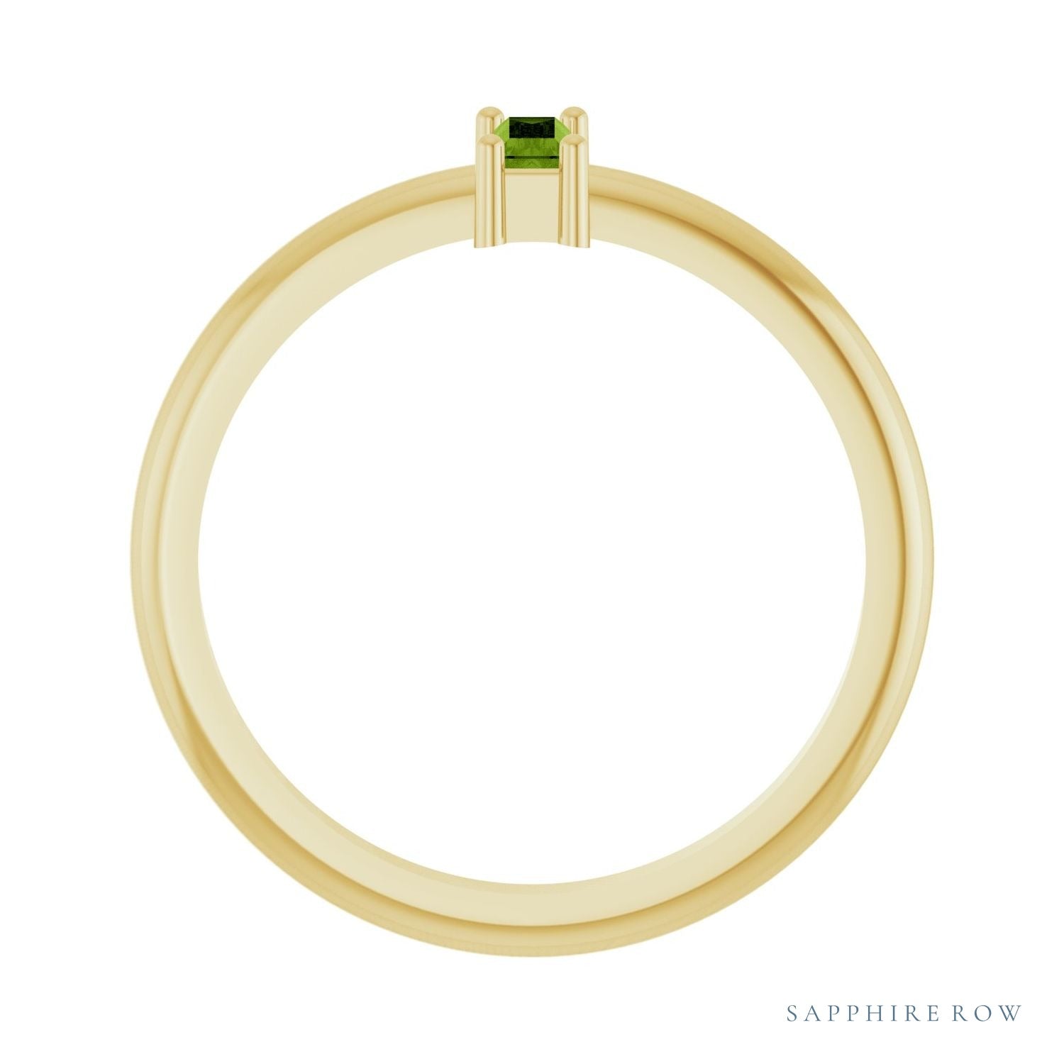 Sapphire Row Natural Gemstone Baguette Solitaire Ring - Peridot, 14K Yellow Gold (view 2)