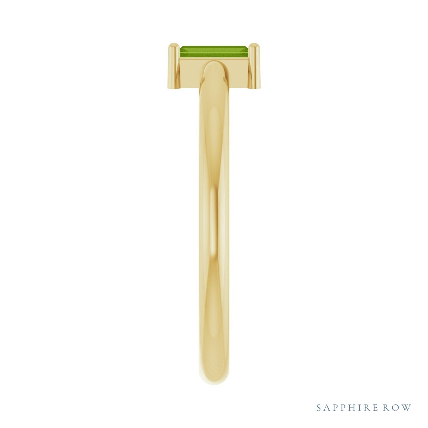 Sapphire Row Natural Gemstone Baguette Solitaire Ring - Peridot, 14K Yellow Gold (view 4)