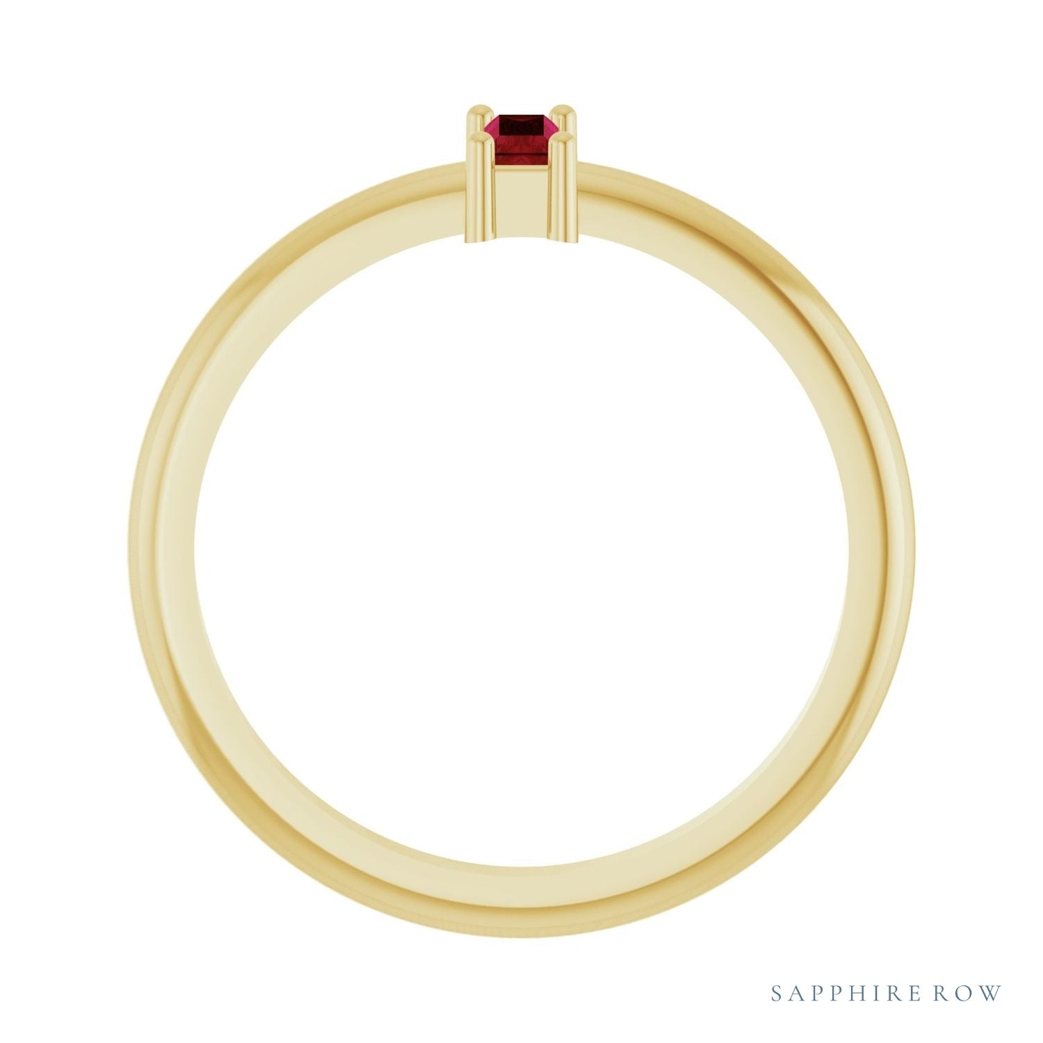 Sapphire Row Natural Gemstone Baguette Solitaire Ring - Ruby, 14K Yellow Gold (view 2)
