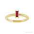Sapphire Row Natural Gemstone Baguette Solitaire Ring - Ruby, 14K Yellow Gold (view 3)