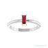 Sapphire Row Natural Gemstone Baguette Solitaire Ring - Ruby, Platinum (view 3)
