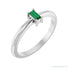 Sapphire Row Natural Gemstone Baguette Solitaire Ring - Emerald, 14K White Gold