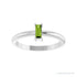 Sapphire Row Natural Gemstone Baguette Solitaire Ring - Peridot, 14K White Gold (view 3)