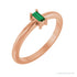 Sapphire Row Natural Gemstone Baguette Solitaire Ring - Emerald, 14K Rose Gold