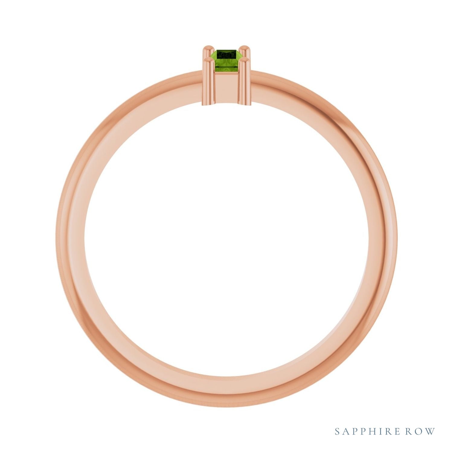 Sapphire Row Natural Gemstone Baguette Solitaire Ring - Peridot, 14K Rose Gold (view 2)