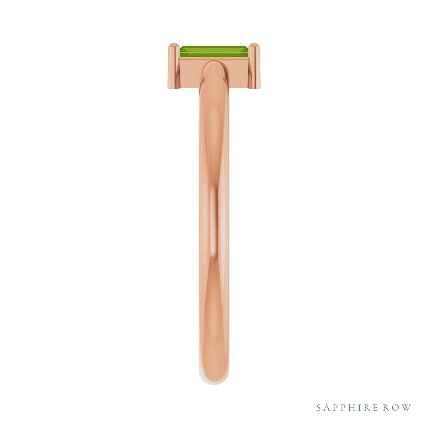 Sapphire Row Natural Gemstone Baguette Solitaire Ring - Peridot, 14K Rose Gold (view 4)