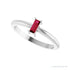 Sapphire Row Natural Gemstone Baguette Solitaire Ring - Ruby, 14K White Gold (view 5)