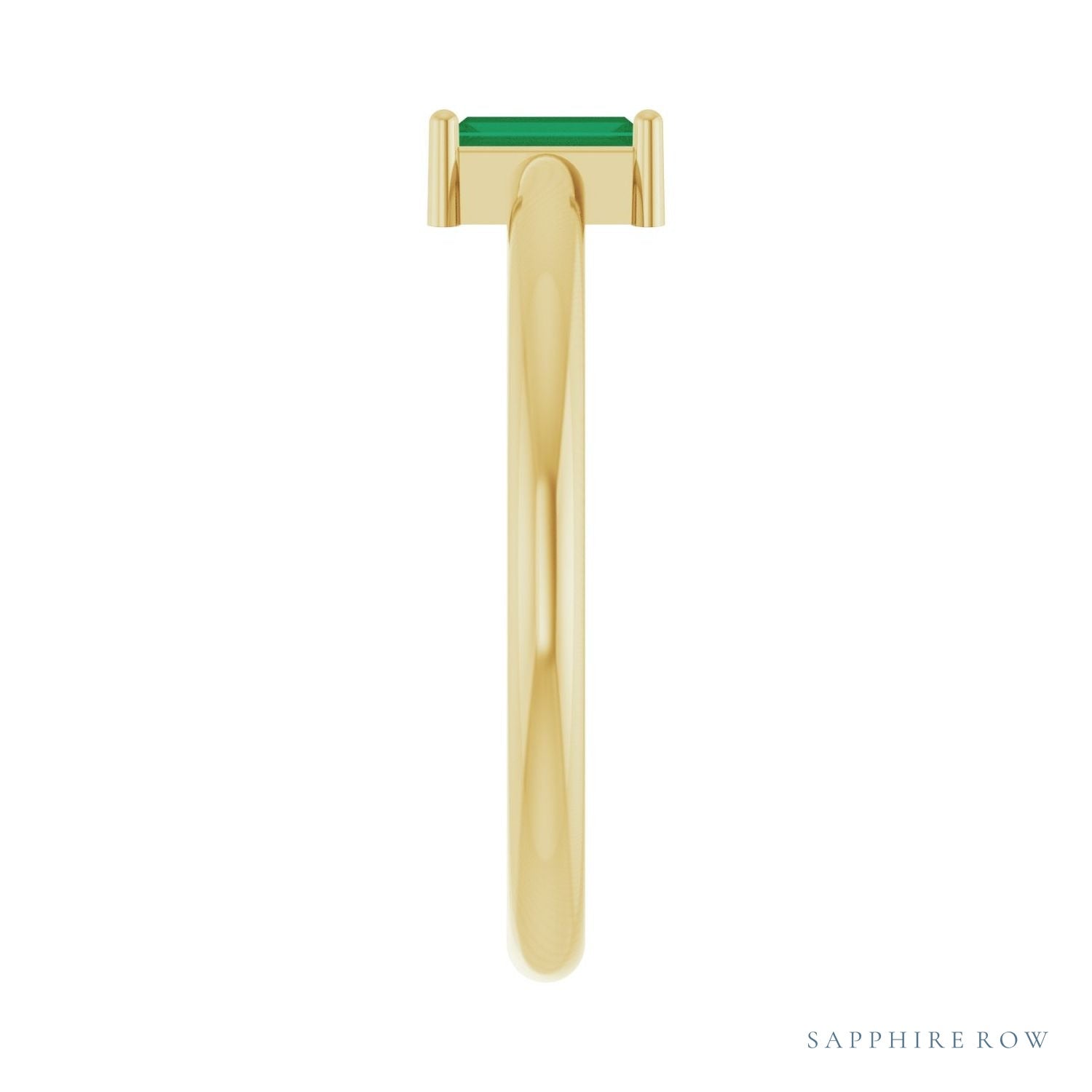 Sapphire Row Lab-Grown Gemstone Baguette Solitaire Ring - Emerald, 14K Yellow Gold (view 4)