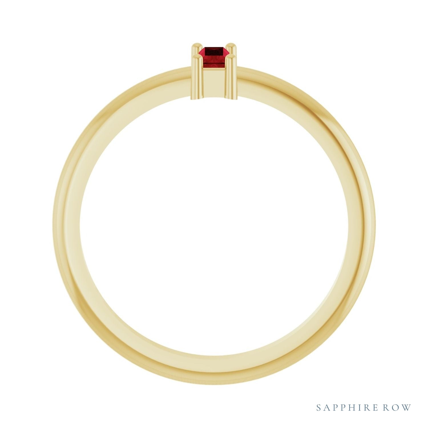 Sapphire Row Lab-Grown Gemstone Baguette Solitaire Ring - Ruby, 14K Yellow Gold (view 2)