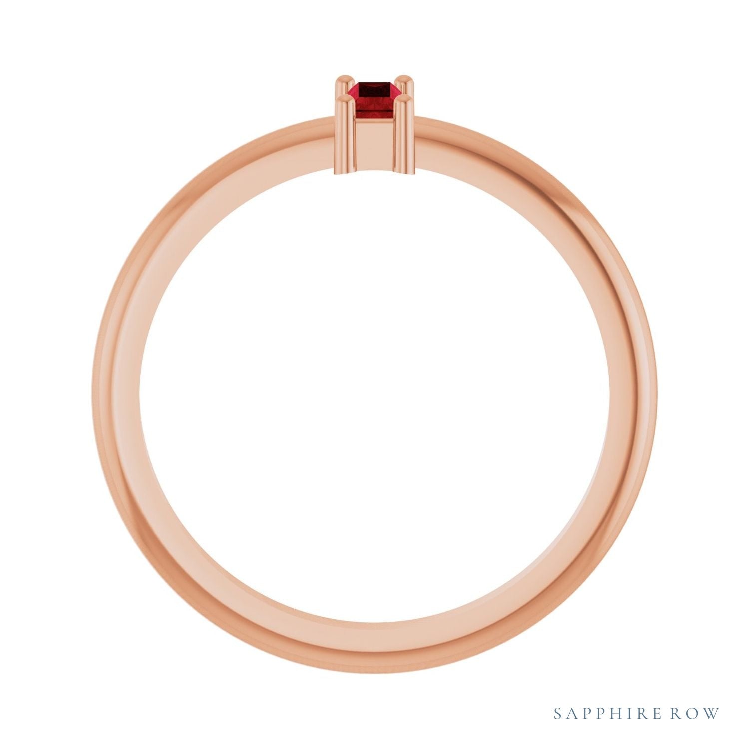 Sapphire Row Lab-Grown Gemstone Baguette Solitaire Ring - Ruby, 14K Rose Gold (view 2)