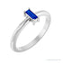 Sapphire Row Lab-Grown Gemstone Baguette Solitaire Ring - Blue Sapphire, 14K White Gold