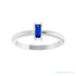 Sapphire Row Lab-Grown Gemstone Baguette Solitaire Ring - Blue Sapphire, 14K White Gold (view 3)