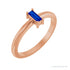 Sapphire Row Lab-Grown Gemstone Baguette Solitaire Ring - Blue Sapphire, 14K Rose Gold