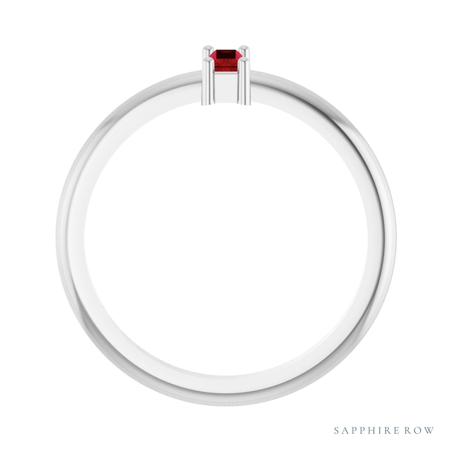 Sapphire Row Lab-Grown Gemstone Baguette Solitaire Ring - Ruby, Platinum (view 2)