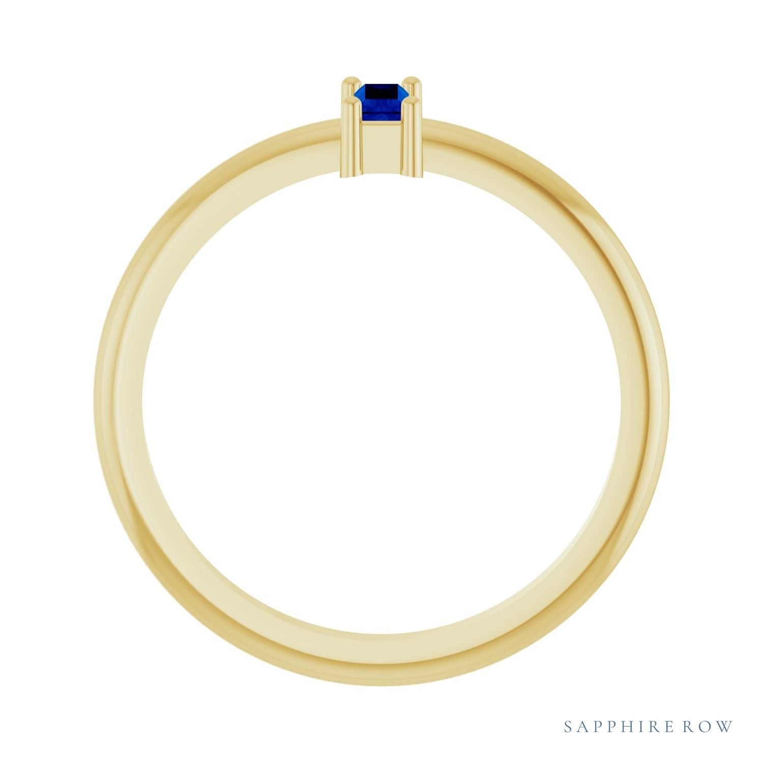 Sapphire Row Lab-Grown Gemstone Baguette Solitaire Ring - Blue Sapphire, 14K Yellow Gold (view 2)