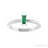 Sapphire Row Lab-Grown Gemstone Baguette Solitaire Ring - Emerald, 14K White Gold (view 3)