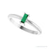 Sapphire Row Lab-Grown Gemstone Baguette Solitaire Ring - Emerald, 14K White Gold (view 5)