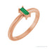 Sapphire Row Lab-Grown Gemstone Baguette Solitaire Ring - Emerald, 14K Rose Gold