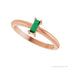 Sapphire Row Lab-Grown Gemstone Baguette Solitaire Ring - Emerald, 14K Rose Gold (view 5)