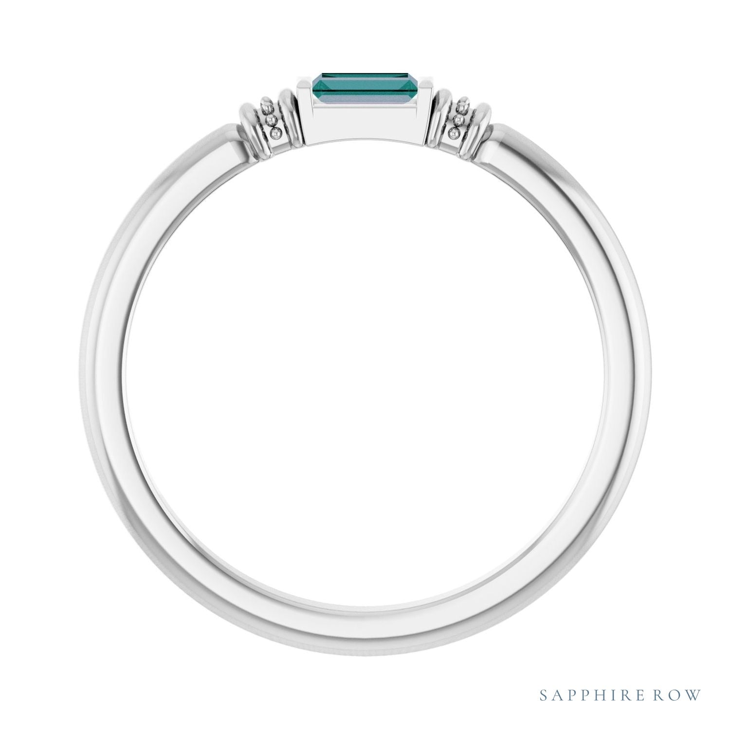 Sapphire Row Lab-Grown Gemstone Baguette Stacking Ring - Alexandrite, 14K White Gold (view 2)