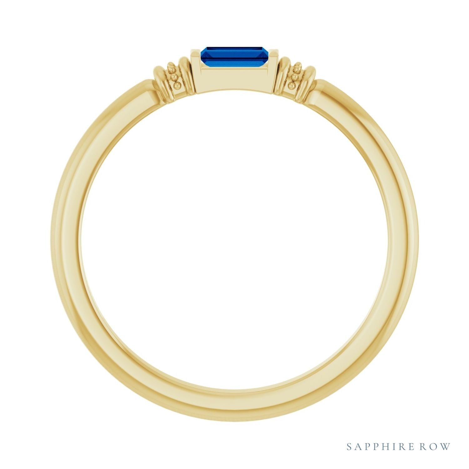 Sapphire Row Lab-Grown Gemstone Baguette Stacking Ring - Blue Sapphire, 14K Yellow Gold (view 2)