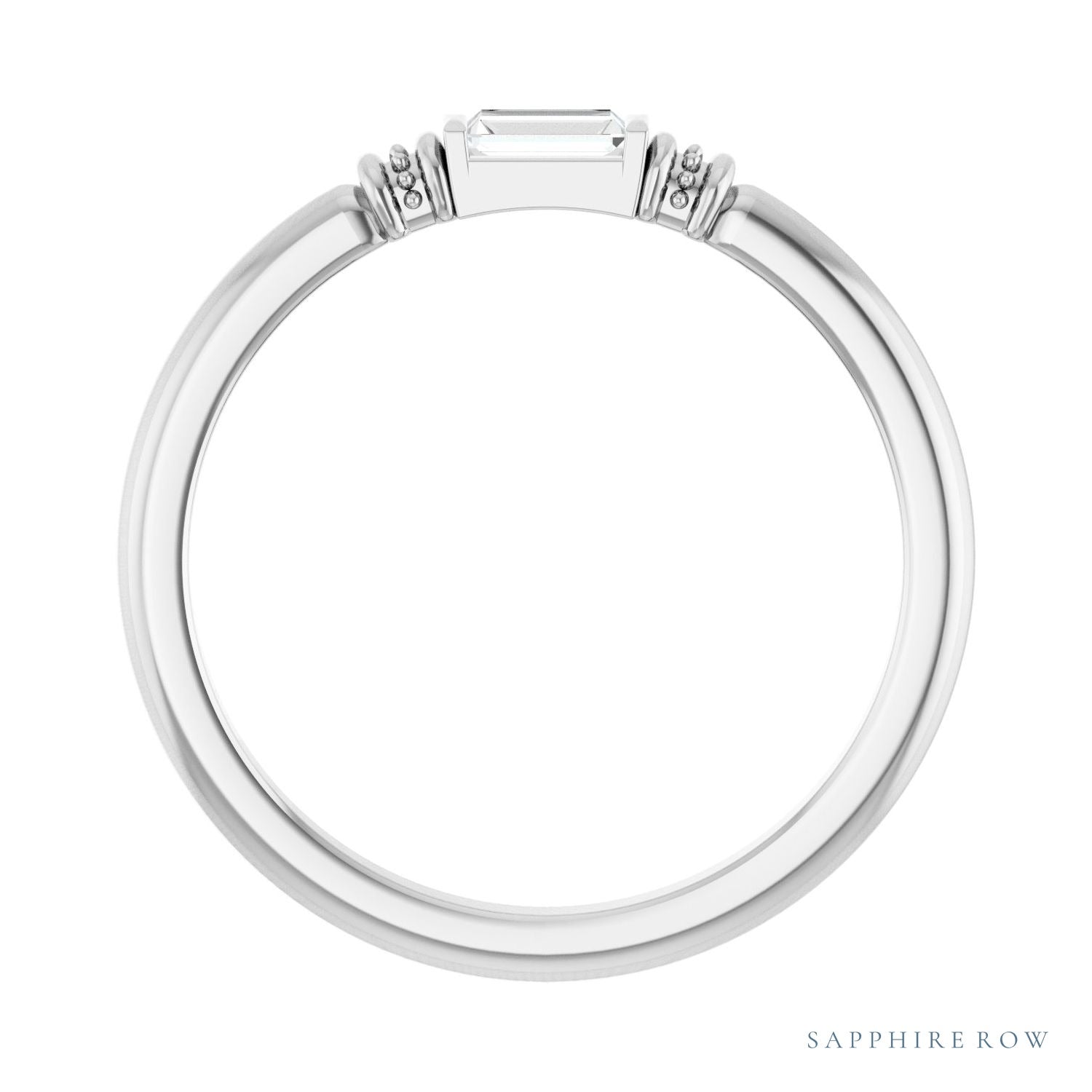 Sapphire Row Lab-Grown Gemstone Baguette Stacking Ring - Moissanite, Platinum (view 2)