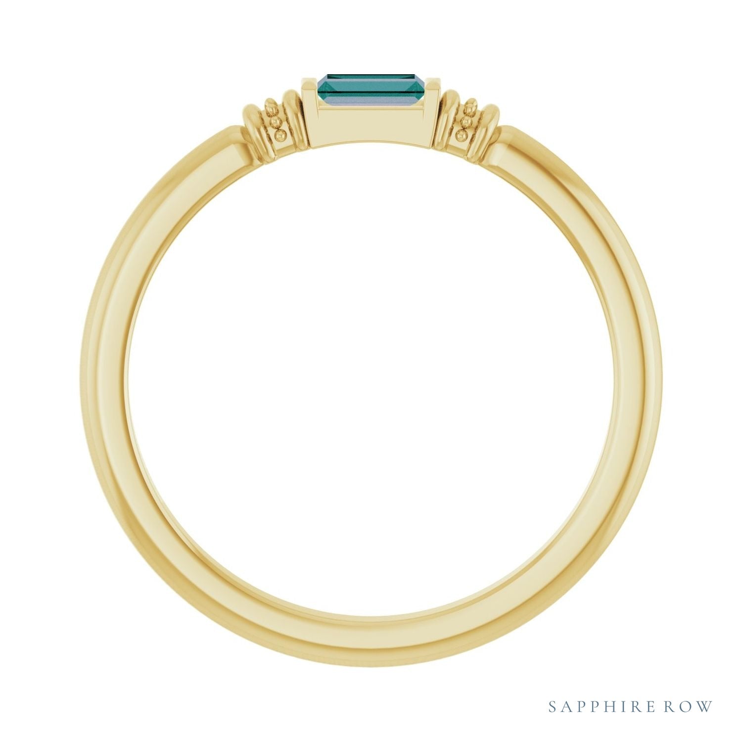 Sapphire Row Lab-Grown Gemstone Baguette Stacking Ring - Alexandrite, 14K Yellow Gold (view 2)