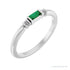 Sapphire Row Lab-Grown Gemstone Baguette Stacking Ring - Emerald, 14K White Gold