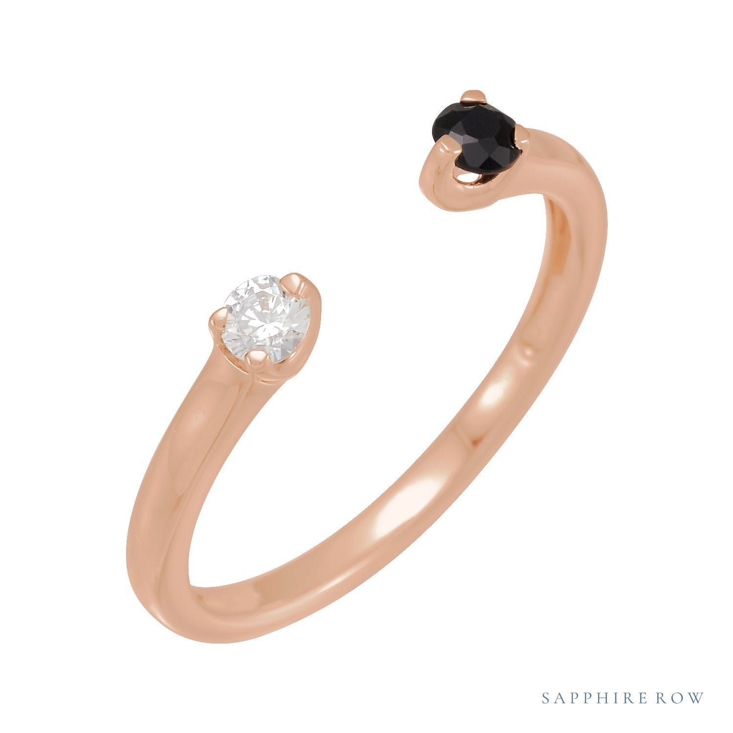 Sapphire Row Natural Ruby & Black Onyx Wrap Ring - Black Onyx, 14K Rose Gold