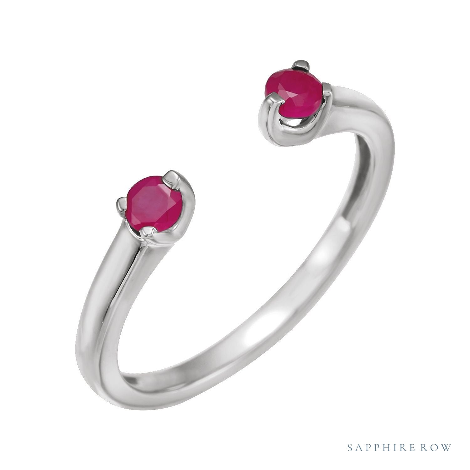 Sapphire Row Natural Ruby & Black Onyx Wrap Ring - Ruby, 14K White Gold