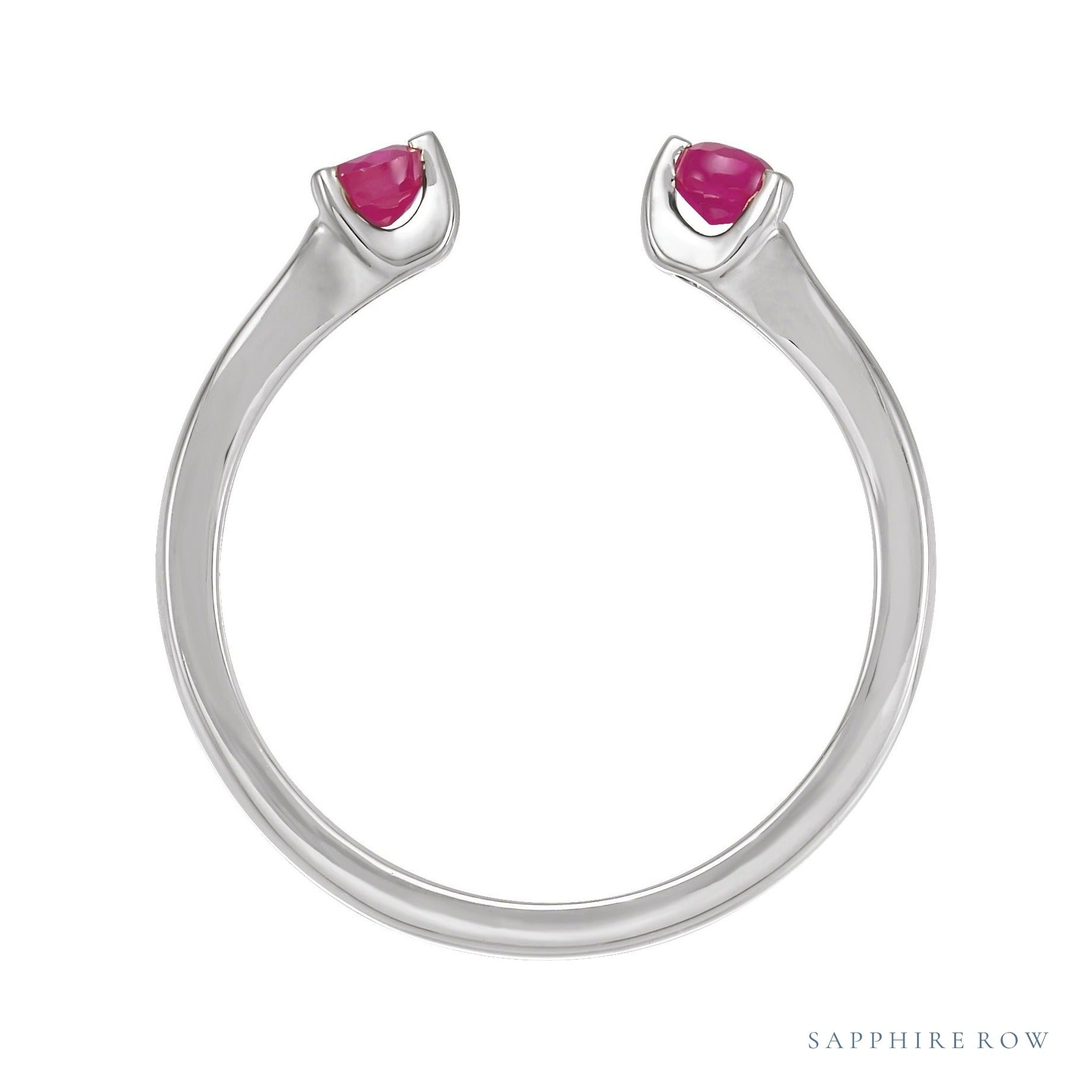 Sapphire Row Natural Ruby & Black Onyx Wrap Ring - Ruby, 14K White Gold (view 2)