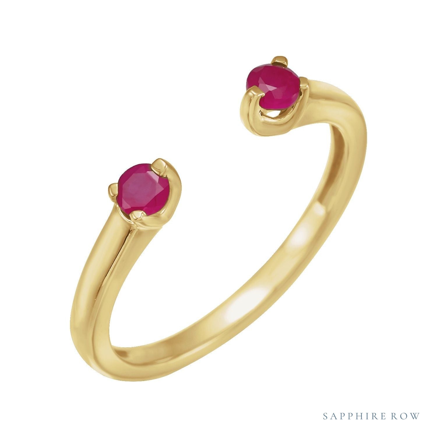 Sapphire Row Natural Ruby & Black Onyx Wrap Ring - Ruby, 14K Yellow Gold