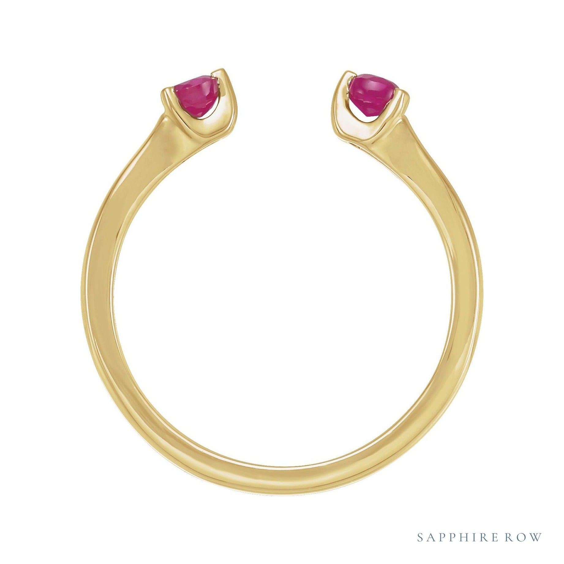 Sapphire Row Natural Ruby & Black Onyx Wrap Ring - Ruby, 14K Yellow Gold (view 2)