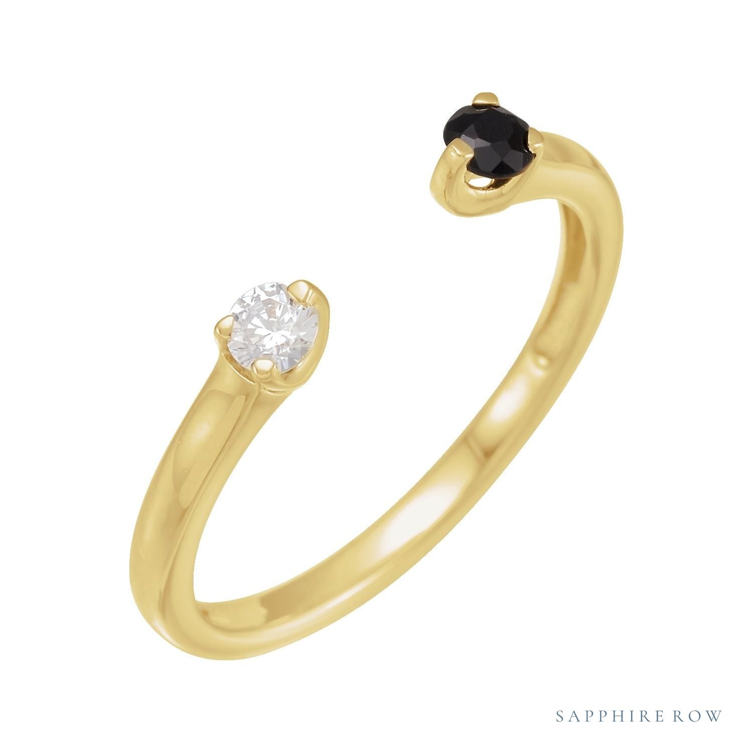 Sapphire Row Natural Ruby & Black Onyx Wrap Ring - Black Onyx, 14K Yellow Gold