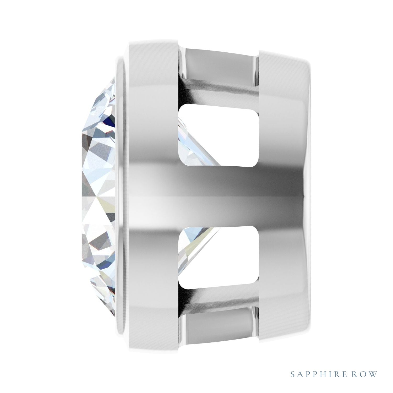 Sapphire Row Natural Diamond Round Bezel Slide Pendant - 14K White Gold, 1 ctw (view 3)