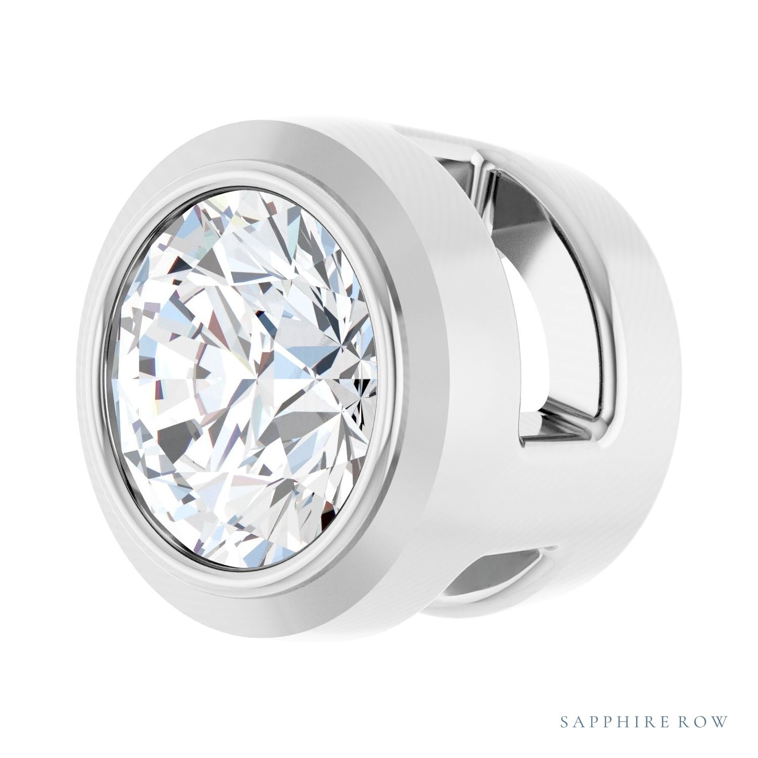 Sapphire Row Natural Diamond Round Bezel Slide Pendant - 14K White Gold, 1/10 ctw (view 2)