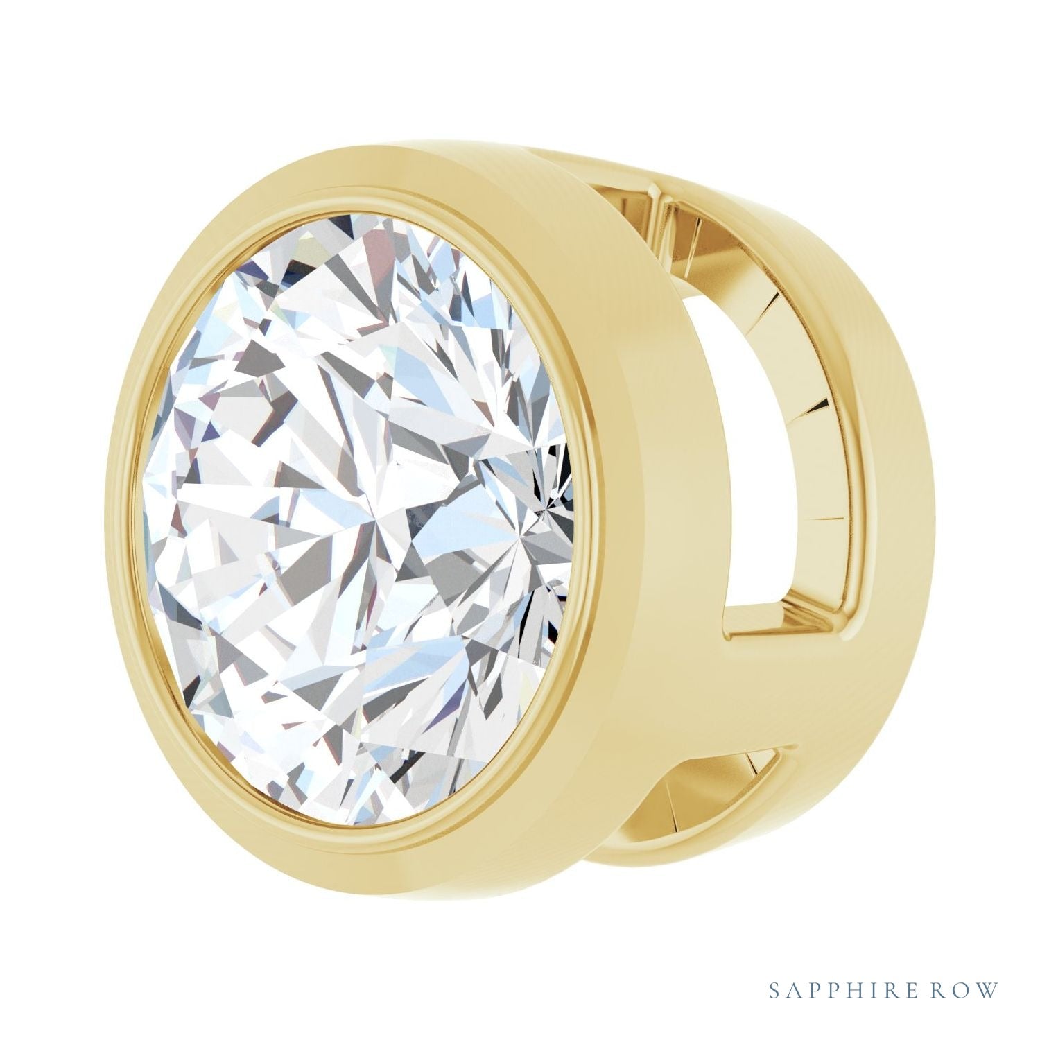 Sapphire Row Natural Diamond Round Bezel Slide Pendant - 14K Yellow Gold, 1/2 ctw (view 2)