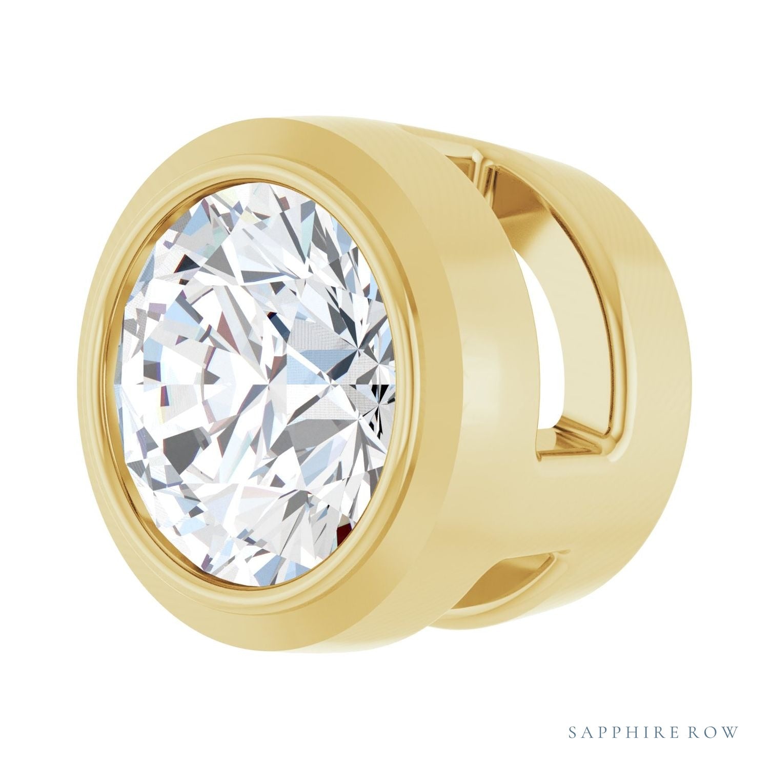 Sapphire Row Natural Diamond Round Bezel Slide Pendant - 14K Yellow Gold, 1/6 ctw (view 2)
