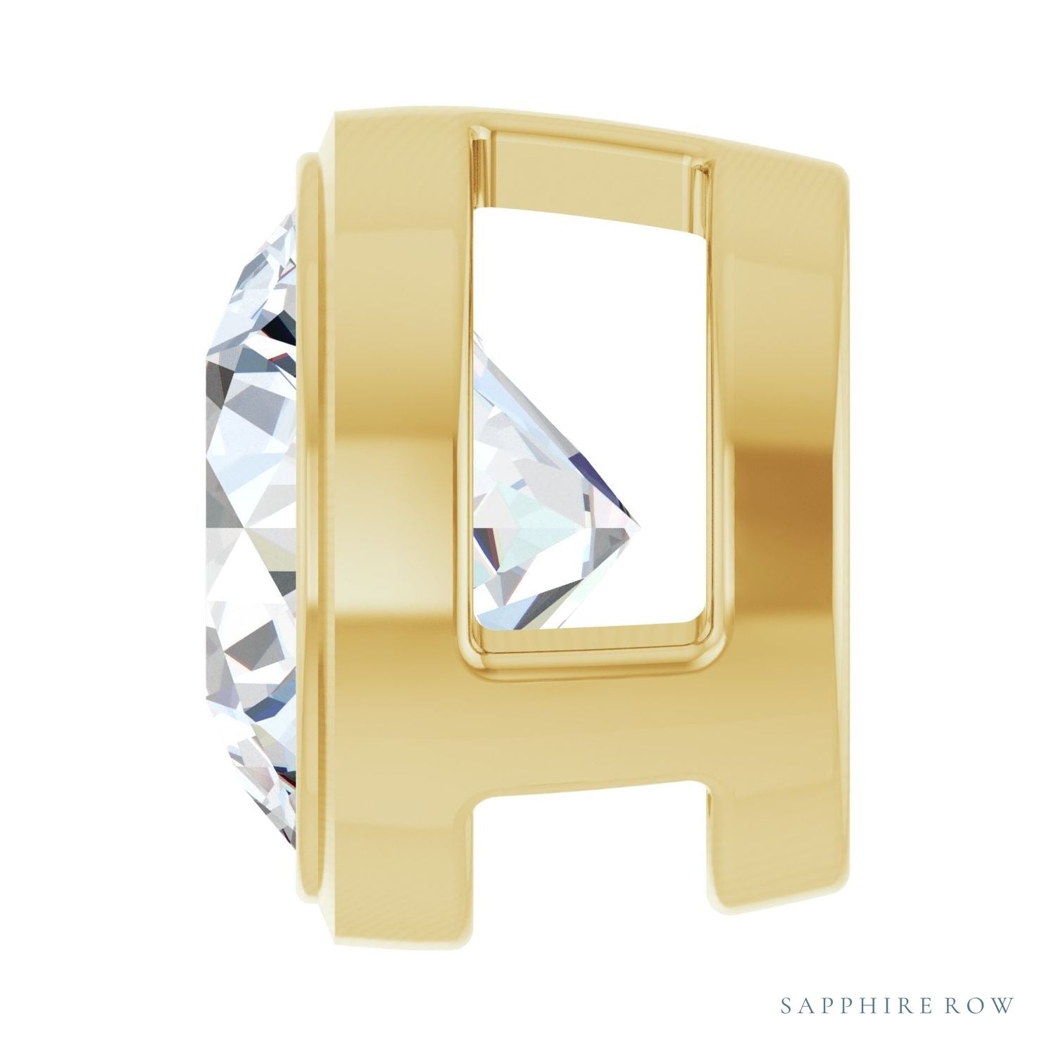 Sapphire Row Natural Diamond Round Bezel Slide Pendant - 14K Yellow Gold, 3/4 ctw (view 3)