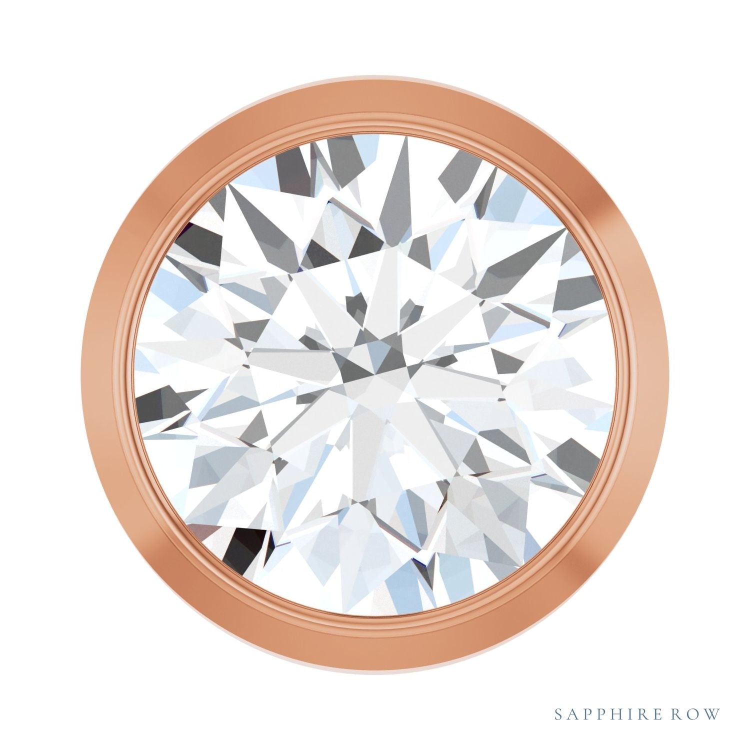 Sapphire Row Natural Diamond Round Bezel Slide Pendant - 14K Rose Gold, 1/2 ctw